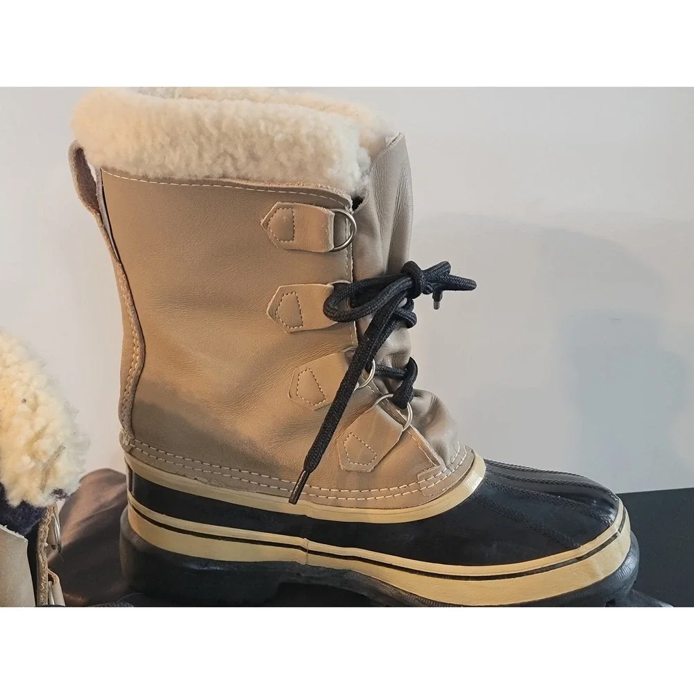 Vintage Sorel Caribou Kaufman Boots Mens 9 Made in Canada Tan Winter Snow Duck